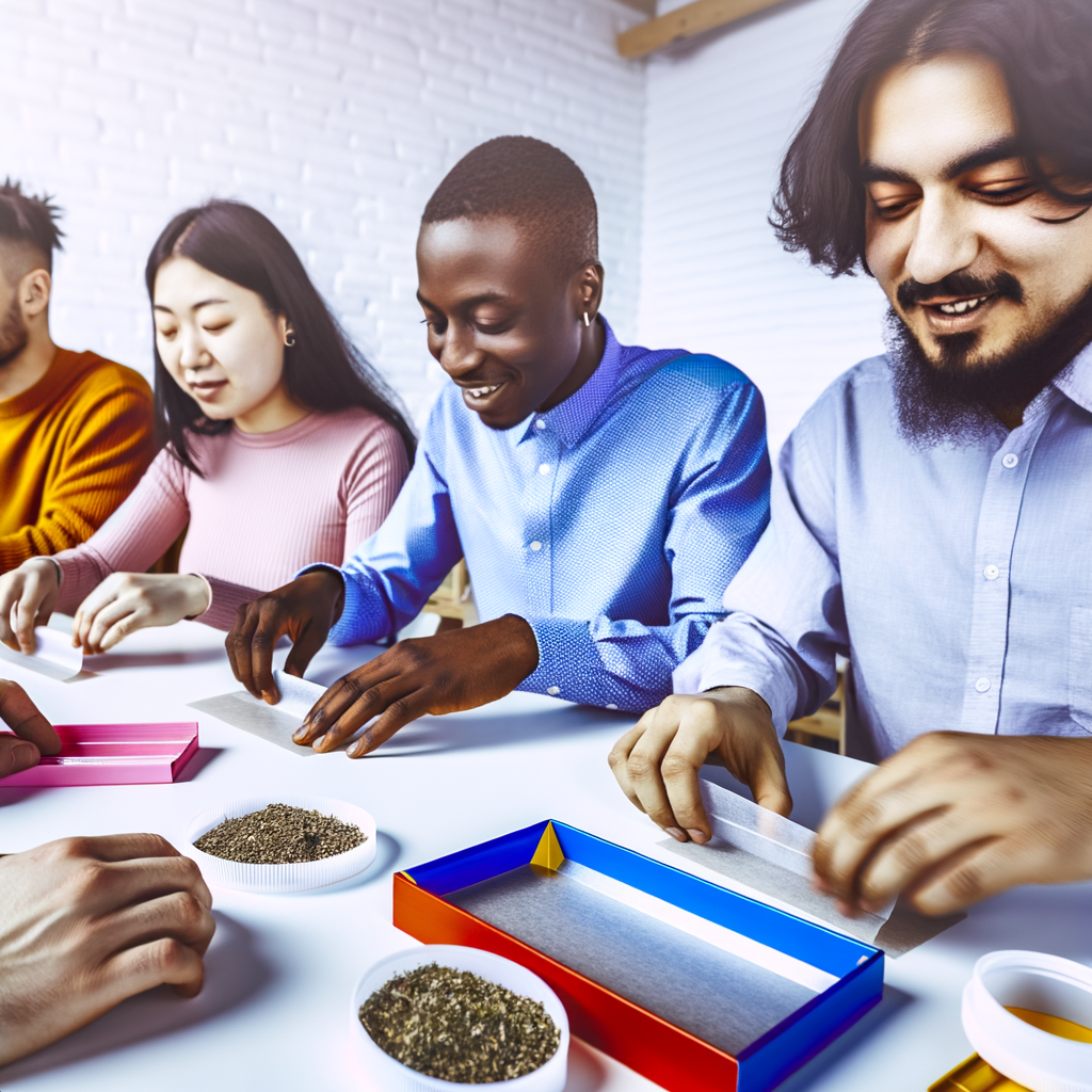 People having a cannabis rolling competition